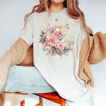 Watercolor  Boho Wildflowers Autumn T-Shirt-carlalin