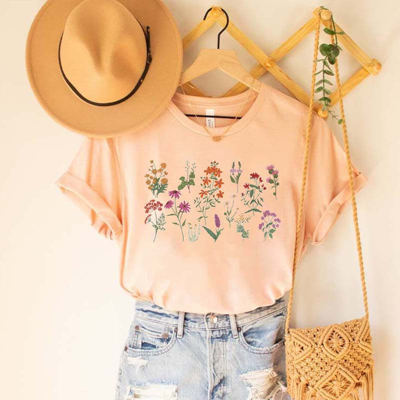 Sapphic Wildflower Summer Floral T-Shirt-carlalin