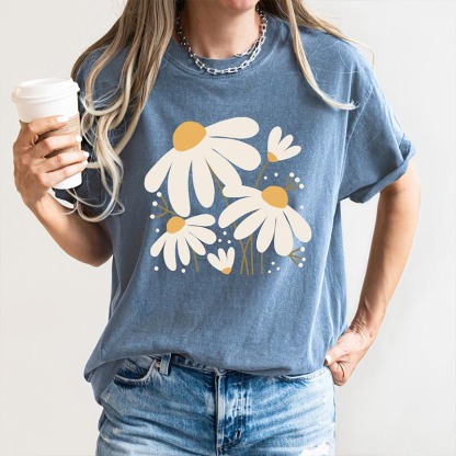 Daisy Blooming Flowers Summer T-Shirt-carlalin
