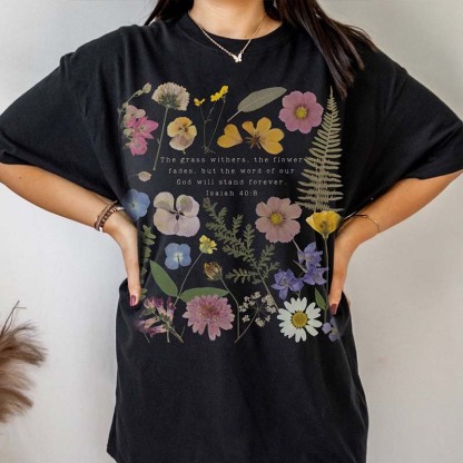 Wildflower Graphic Faith Based Botanical T-Shirt-carlalin