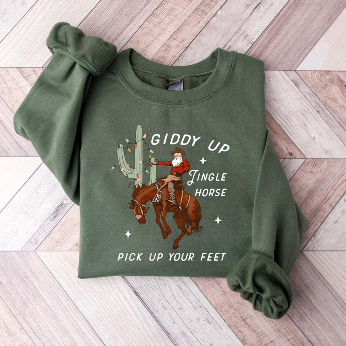 Giddy Up Jingle Horse Sweatshirt-carlalin