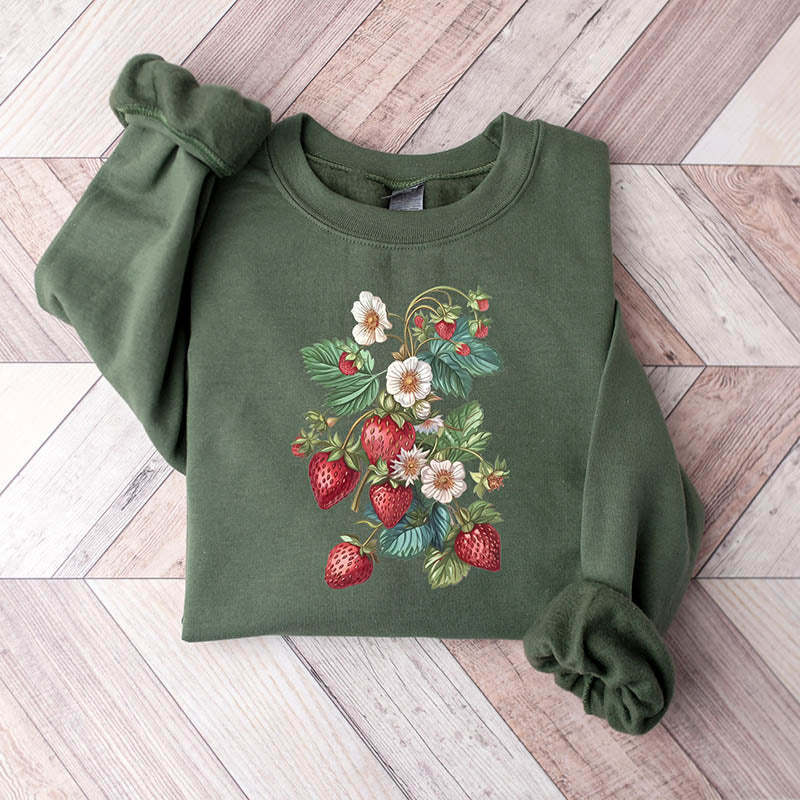 Floral Strawberry Gardener Sweatshirt-carlalin