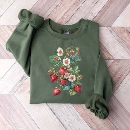 Floral Strawberry Gardener Sweatshirt-carlalin