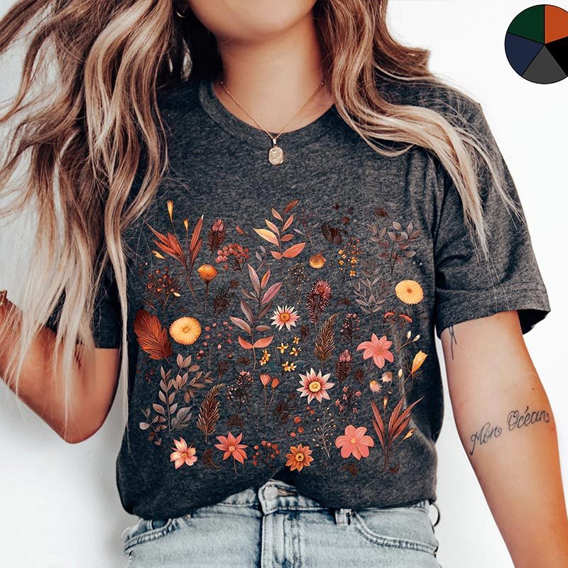 Autumnal Wildflowers Lover T-Shirt-carlalin