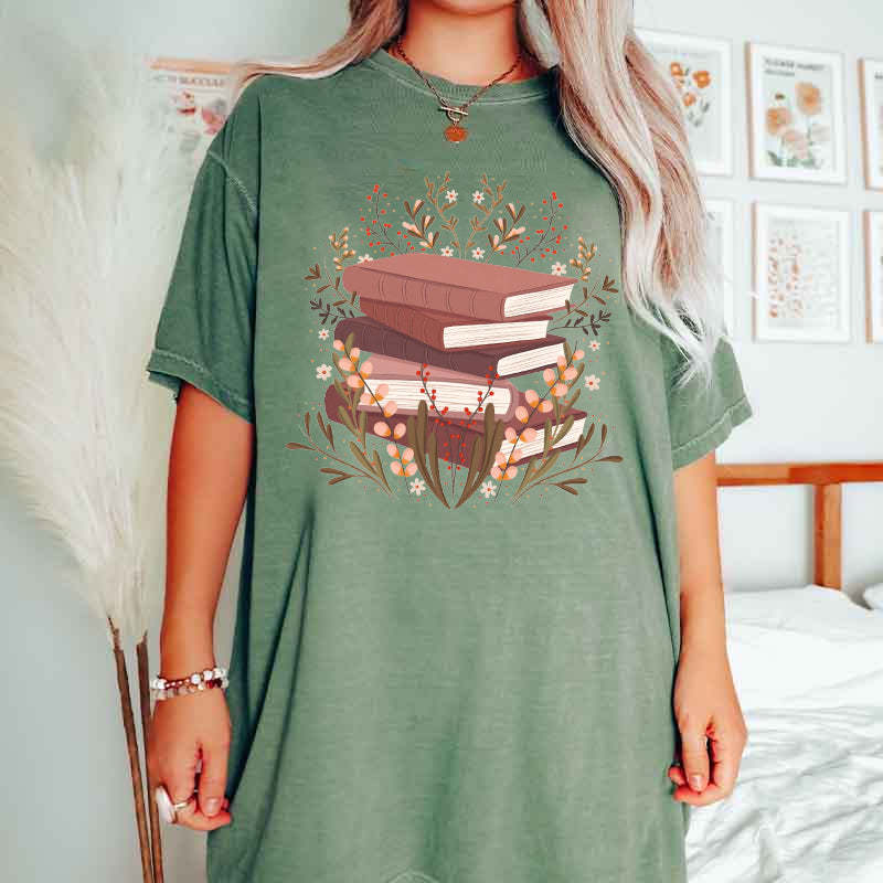 Floral Book illustration T-Shirt-carlalin