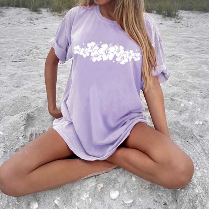 Hibiscus Flower Summer T-Shirt-carlalin