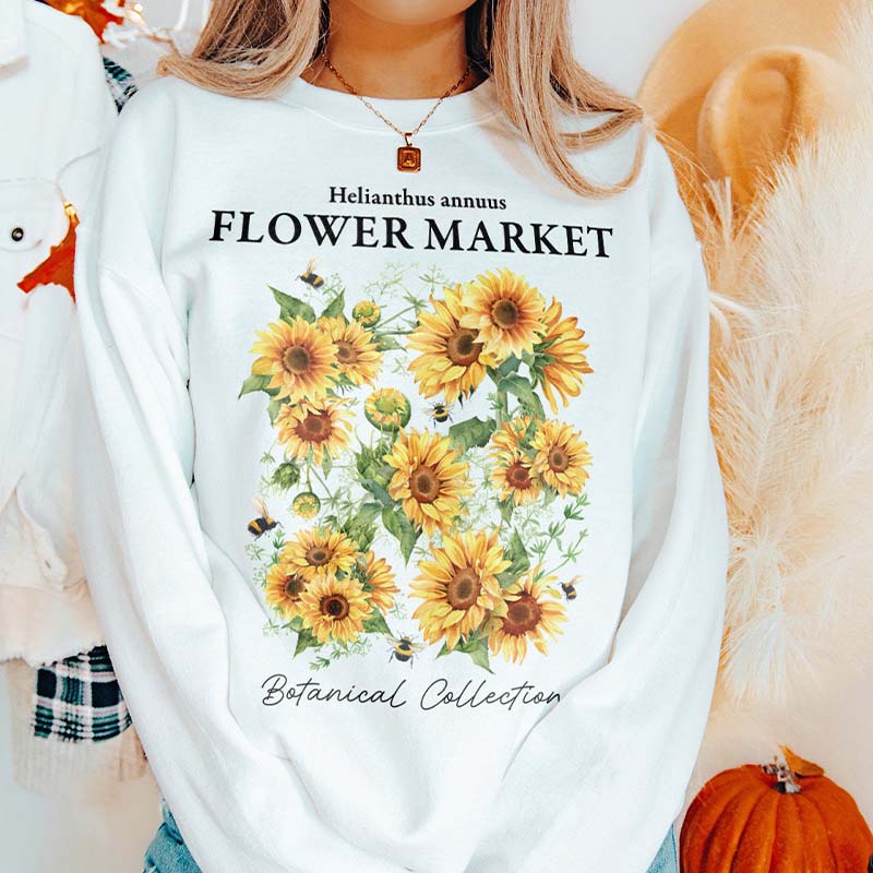 Vintage Sunflower Helianthus annuus Sweatshirt-carlalin