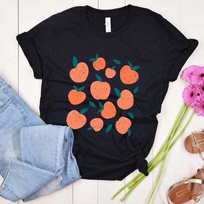 Peach Graphic  Summer Fruit T-Shirt-carlalin