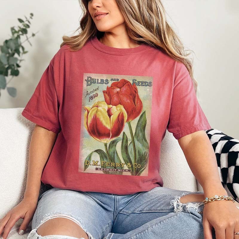 Vintage Seed Packet Flower T-Shirt-carlalin