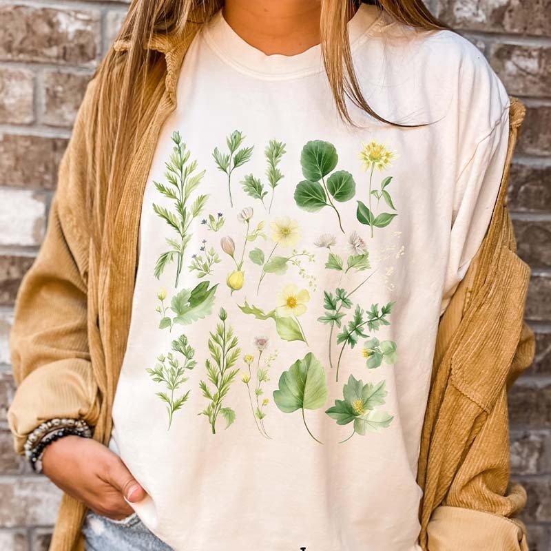 Boho Watercolor Botanical Leaves T-Shirt-carlalin