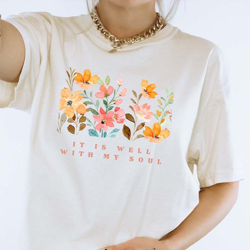 Watercolor Flowers Baptism Gift Idea T-Shirt-carlalin