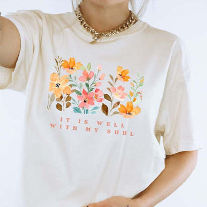 Watercolor Flowers Baptism Gift Idea T-Shirt-carlalin
