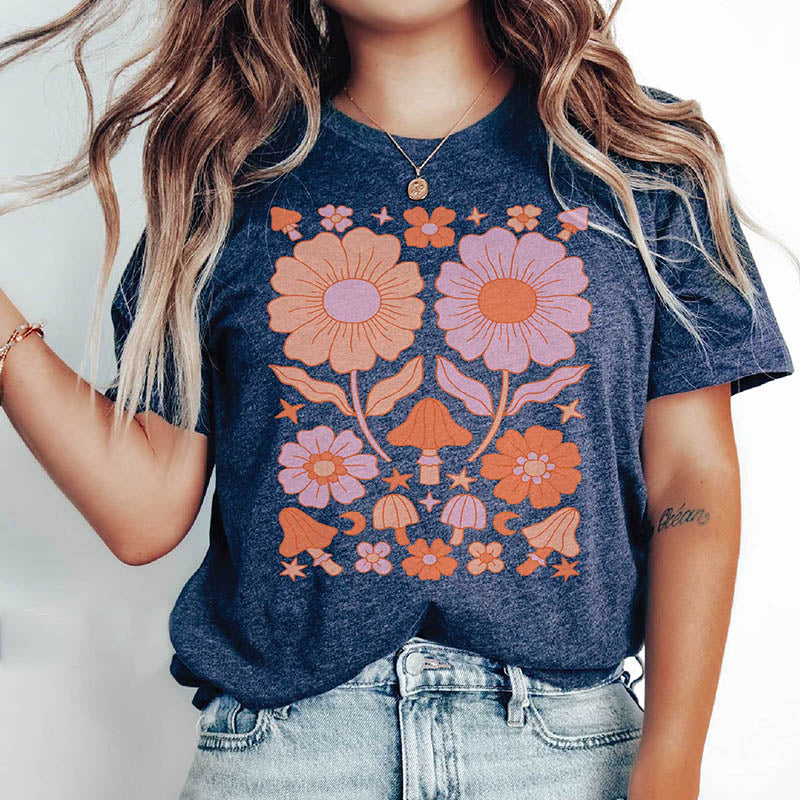 Daisy Mushroom Floral T-Shirt-carlalin