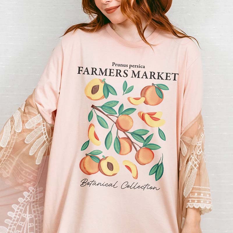 Vintage Peaches Botanical Prunus persica T-Shirt-carlalin
