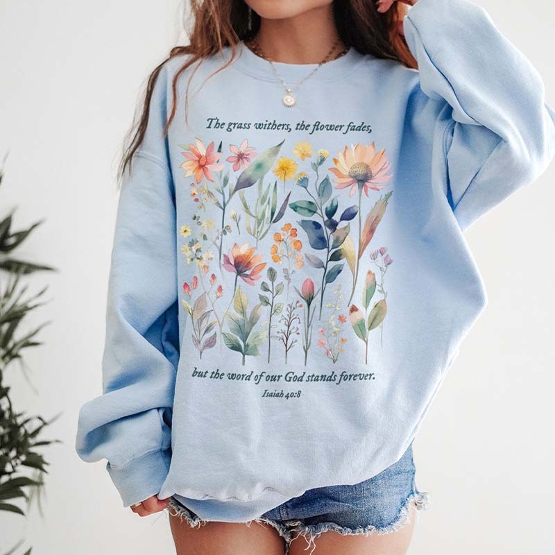 Bible Verse Watercolor Flowers Scripture Sweatshirt-carlalin