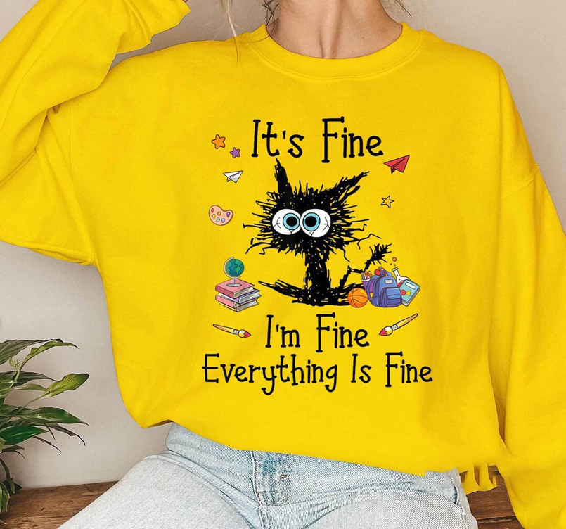 "I’m Fine Everything Is Fine" Black Cat Sweatshirts-carlalin