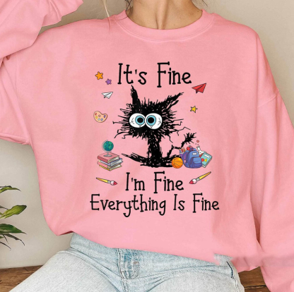 "I’m Fine Everything Is Fine" Black Cat Sweatshirts-carlalin