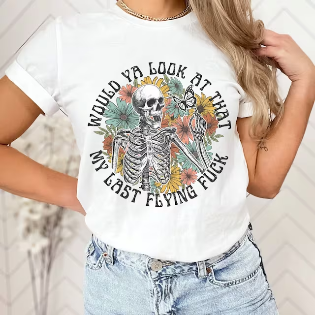 Skeleton Wildflower T-Shirt-carlalin