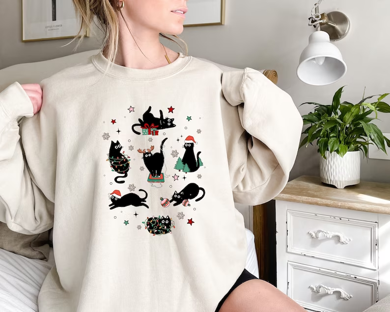 Kitten Christmas Sweatshirt-carlalin