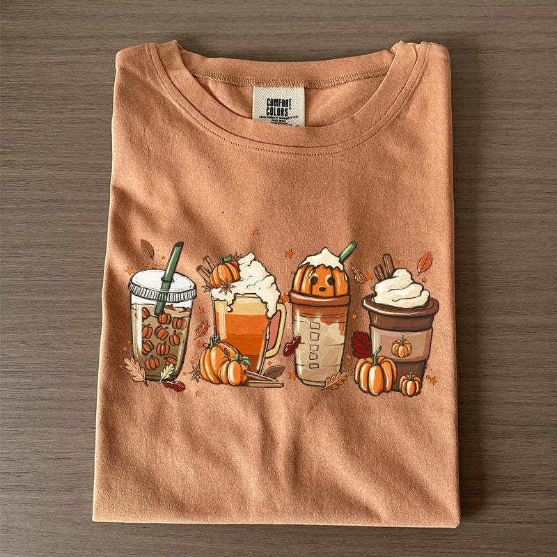 Comfort Colors Fall Coffee Pumpkin T-Shirt-carlalin