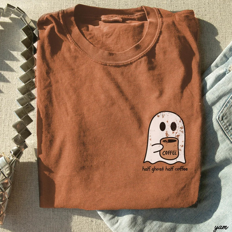 Comfort Colors Retro Cute Spooky Coffee T-Shirt-carlalin