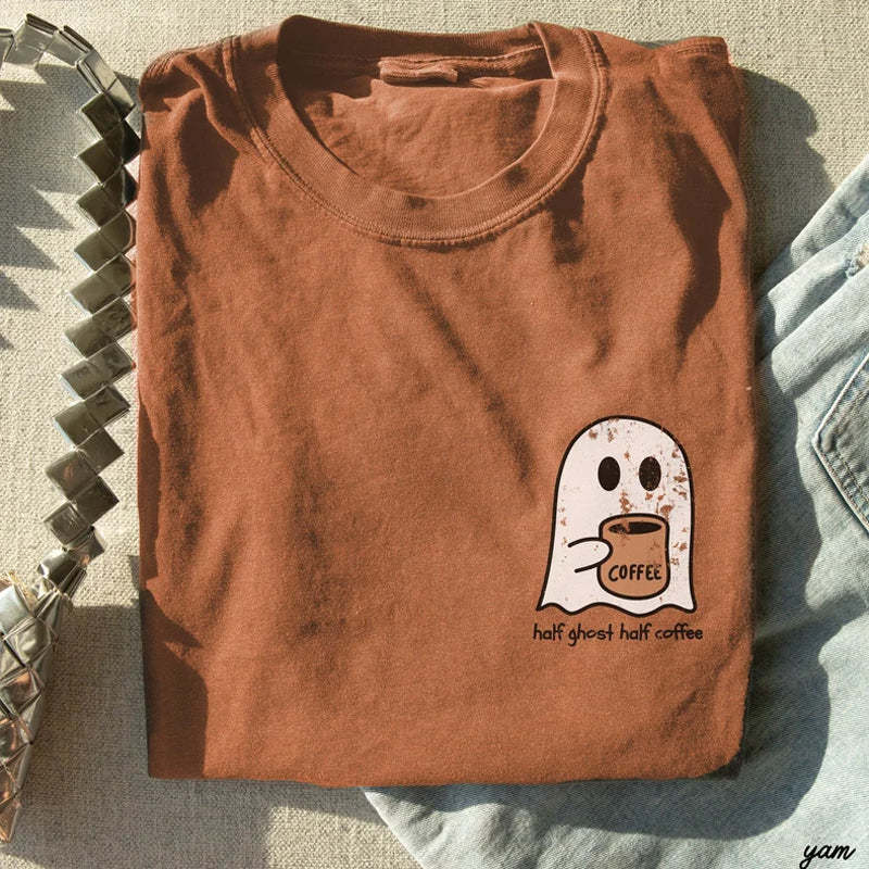 Comfort Colors Retro Cute Spooky Coffee T-Shirt-carlalin