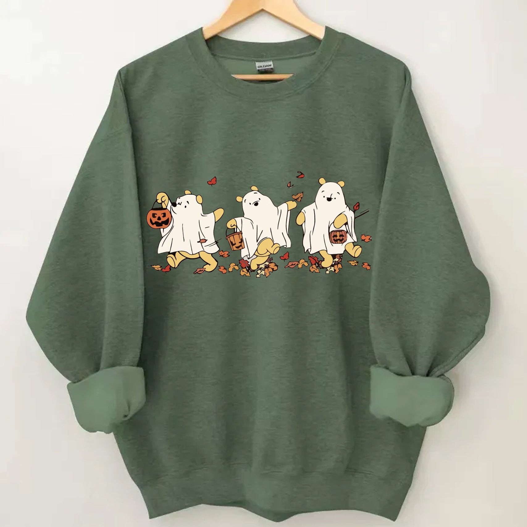 Retro Pooh Ghost Halloween Sweatshirt-carlalin