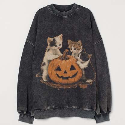 Vintage 90s Cat Halloween Sweatshirt-carlalin