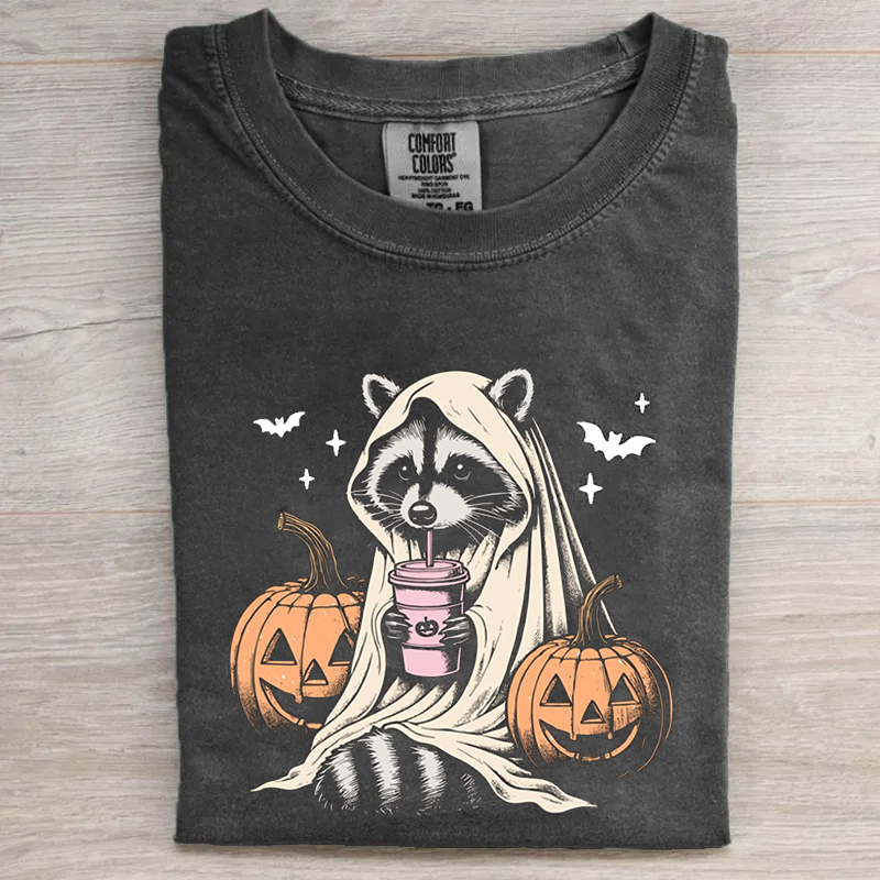 Cute Raccoon Ghost T-shirt-carlalin