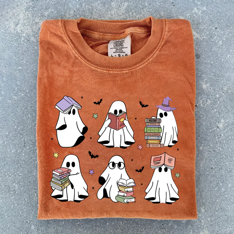Ghosts Reading Books T-shirt-carlalin