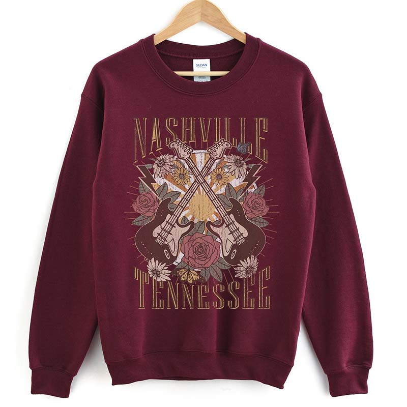 Nashville  Cute Music City Tennessee Graphic Crewneck  Sweatshirt