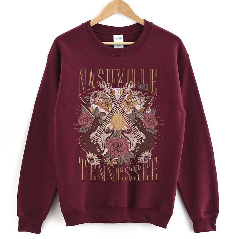 Nashville  Cute Music City Tennessee Graphic Crewneck  Sweatshirt
