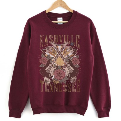 Nashville  Cute Music City Tennessee Graphic Crewneck  Sweatshirt