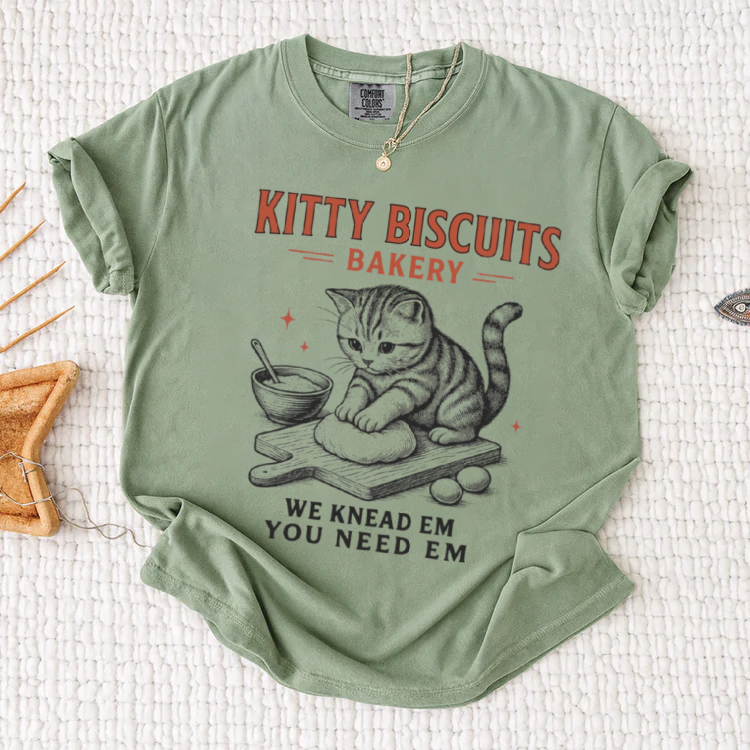 Cute Cat Bakery Graphic T-Shirt for Women