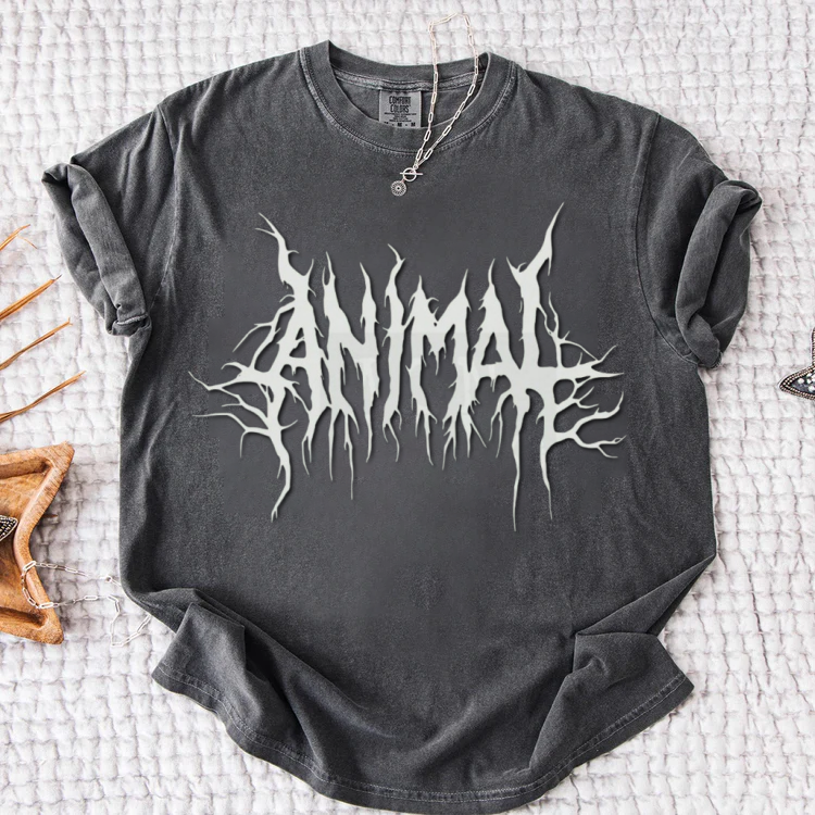 Animal Graphic T-Shirt | Black Metal Logo Tee