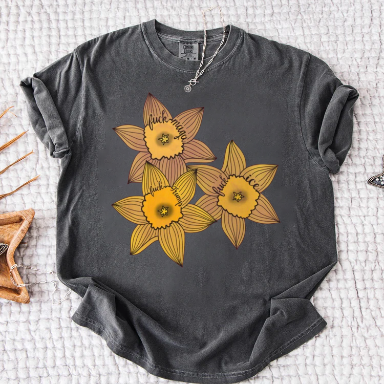 Slightly Subtle Daffodil Trio T-shirt | Yellow Floral Spring Bloom Tee
