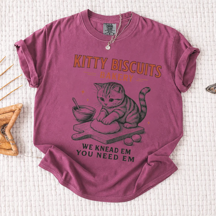 Cute Cat Bakery Graphic T-Shirt for Women