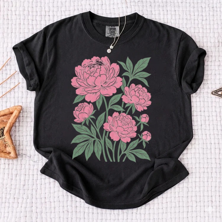 Floral Print Crew Neck Short Sleeve T-Shirt