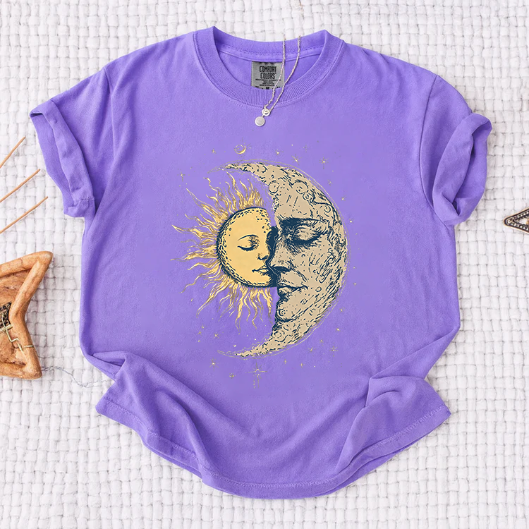 Sun & Moon Art Print T-Shirt Celestial Style for Women & Men