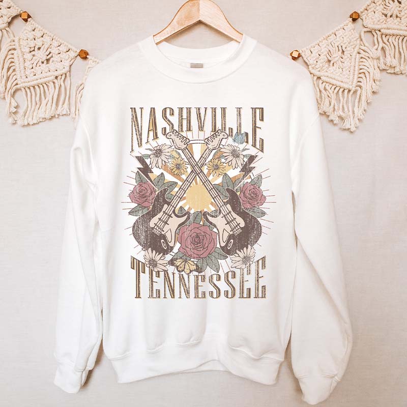 Nashville  Cute Music City Tennessee Graphic Crewneck  Sweatshirt