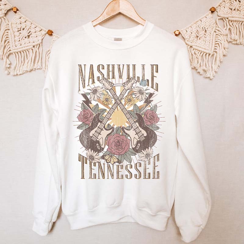 Nashville  Cute Music City Tennessee Graphic Crewneck  Sweatshirt