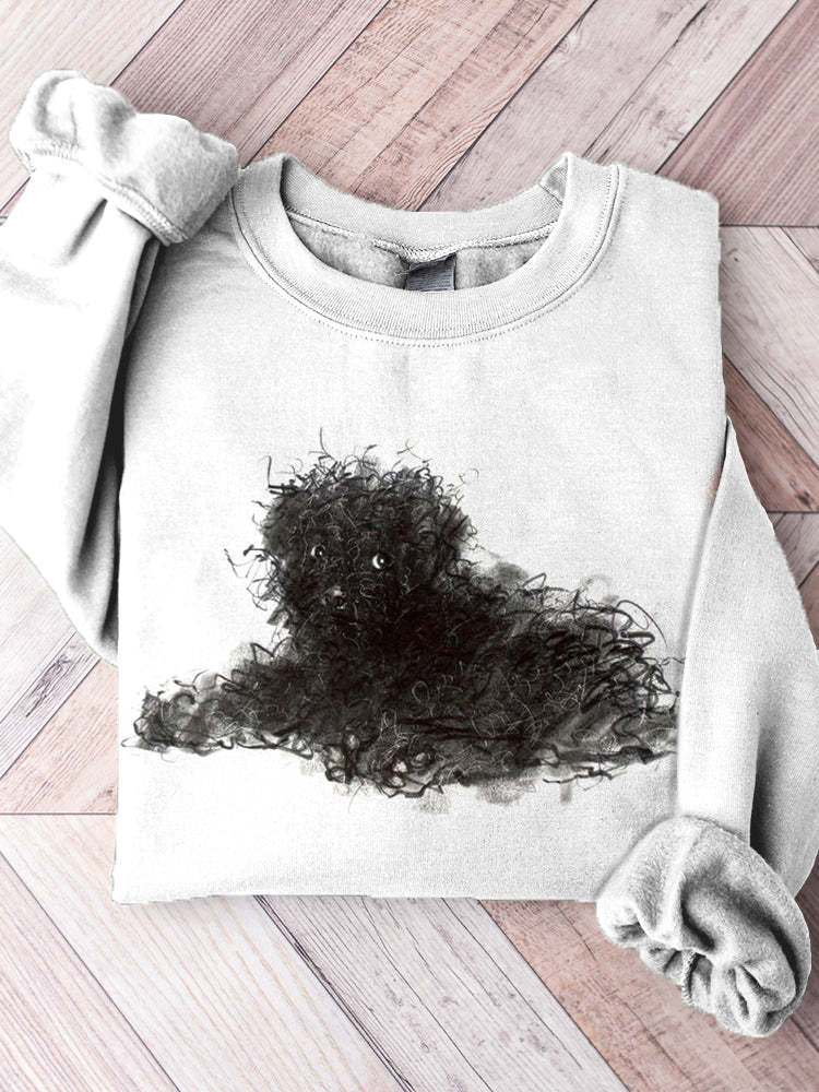 Shaggy Dogs Print Comfy Sweatshirt-carlalin