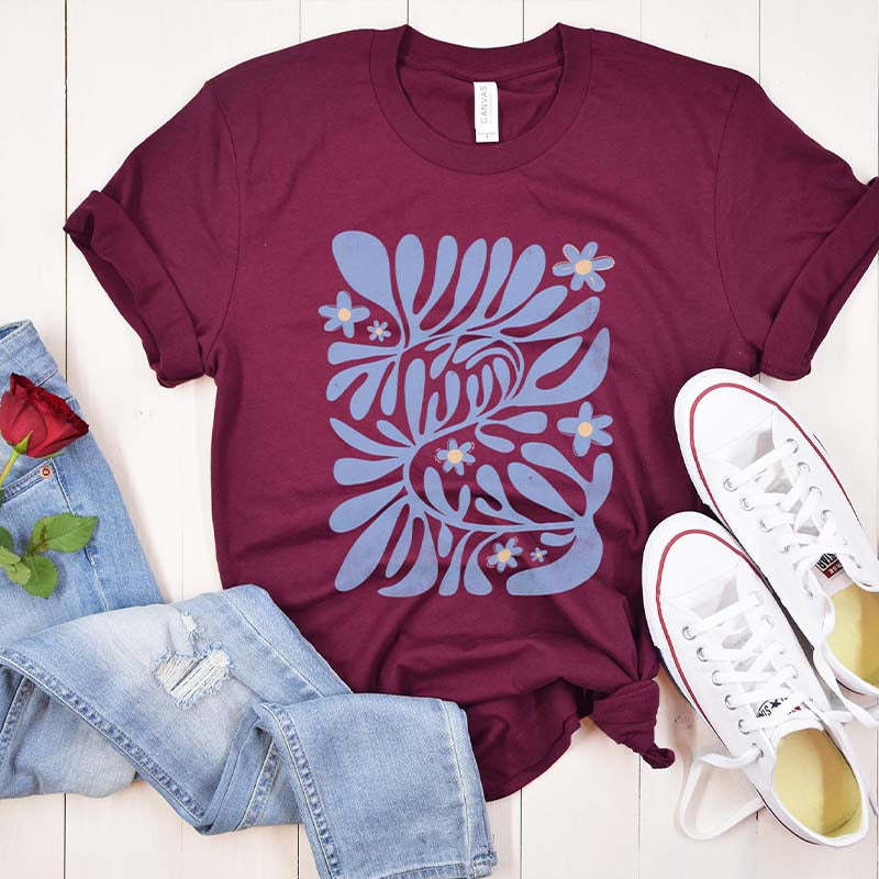 Boho Wildflowers Flower Market Matisse T-Shirt-carlalin