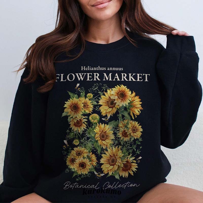 Vintage Sunflower Helianthus annuus Sweatshirt-carlalin