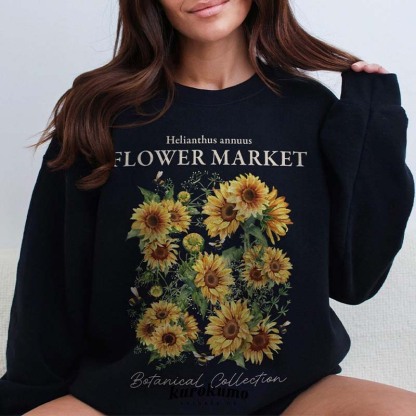 Vintage Sunflower Helianthus annuus Sweatshirt-carlalin