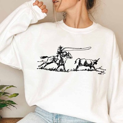 Cowboy Roping Western Sweatshirt-carlalin