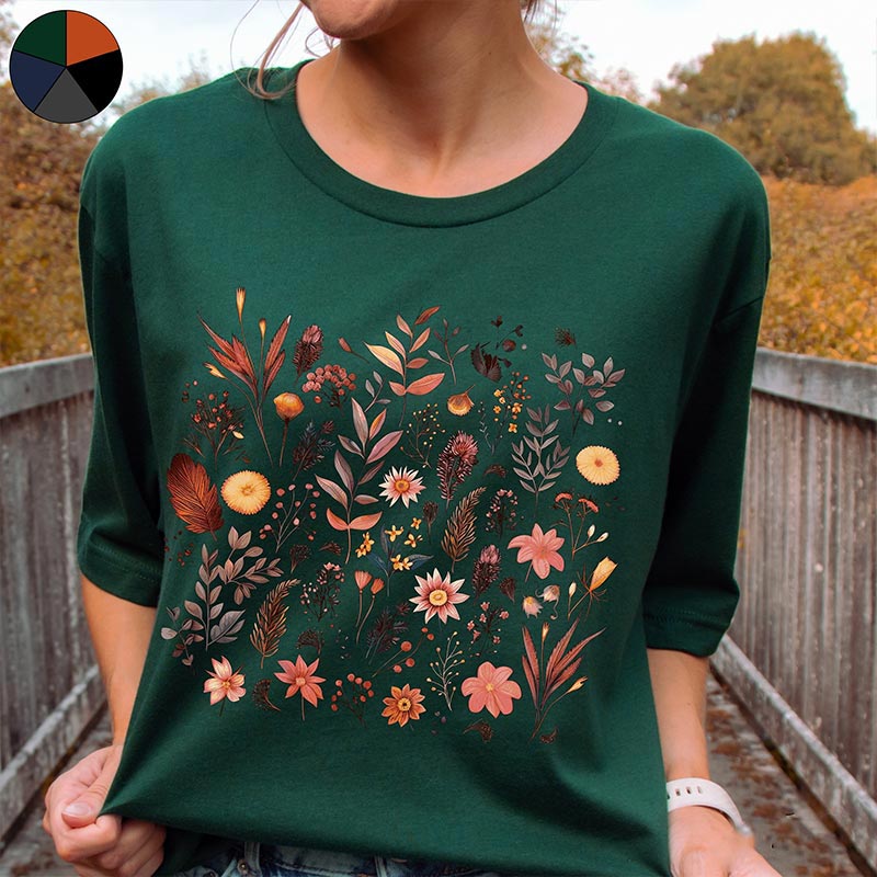 Autumnal Wildflowers Lover T-Shirt-carlalin