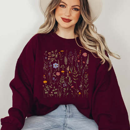 Dried Wildflower Boho Nature Sweatshirt-carlalin
