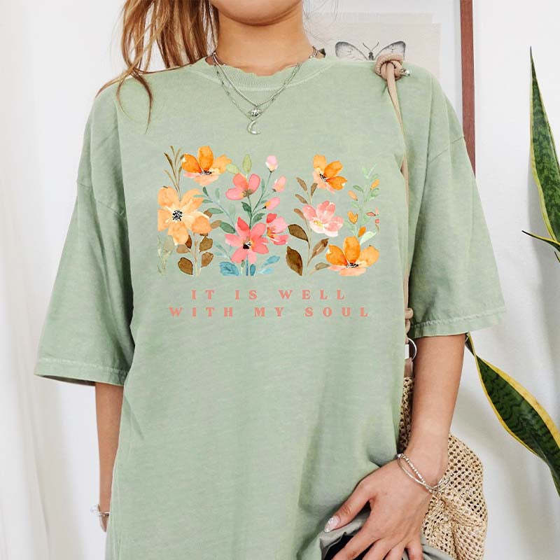 Watercolor Flowers Baptism Gift Idea T-Shirt-carlalin