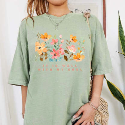 Watercolor Flowers Baptism Gift Idea T-Shirt-carlalin